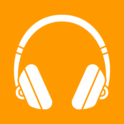 Un par de auriculares blancos sobre un fondo naranja.