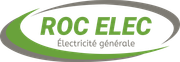 Vers Accueil ROC ELEC Logo de ROC ELEC, avec texte vert et ligne courbe verte, et accents gris. Le texte dit « Électricité générale ».
