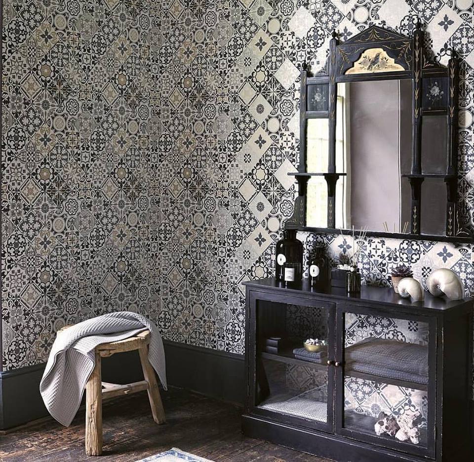 Papier peint imitation carrelage