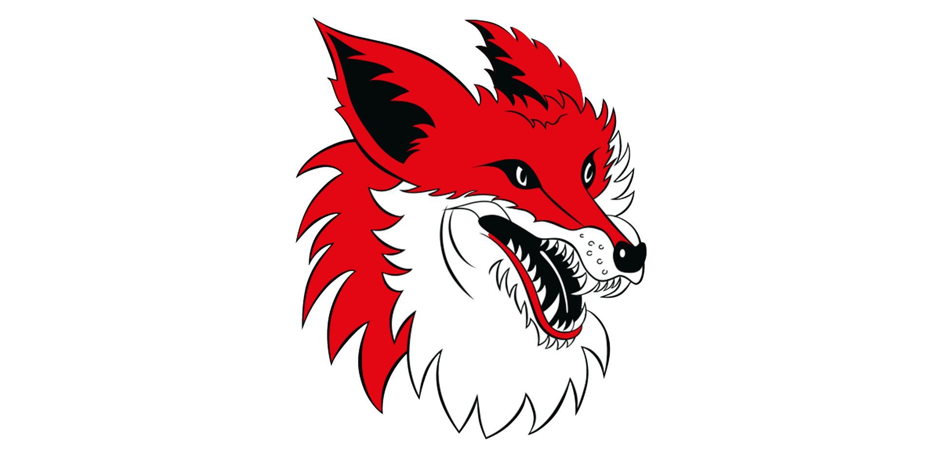 Eine Zeichnung eines Rotfuchses mit offenem Maul