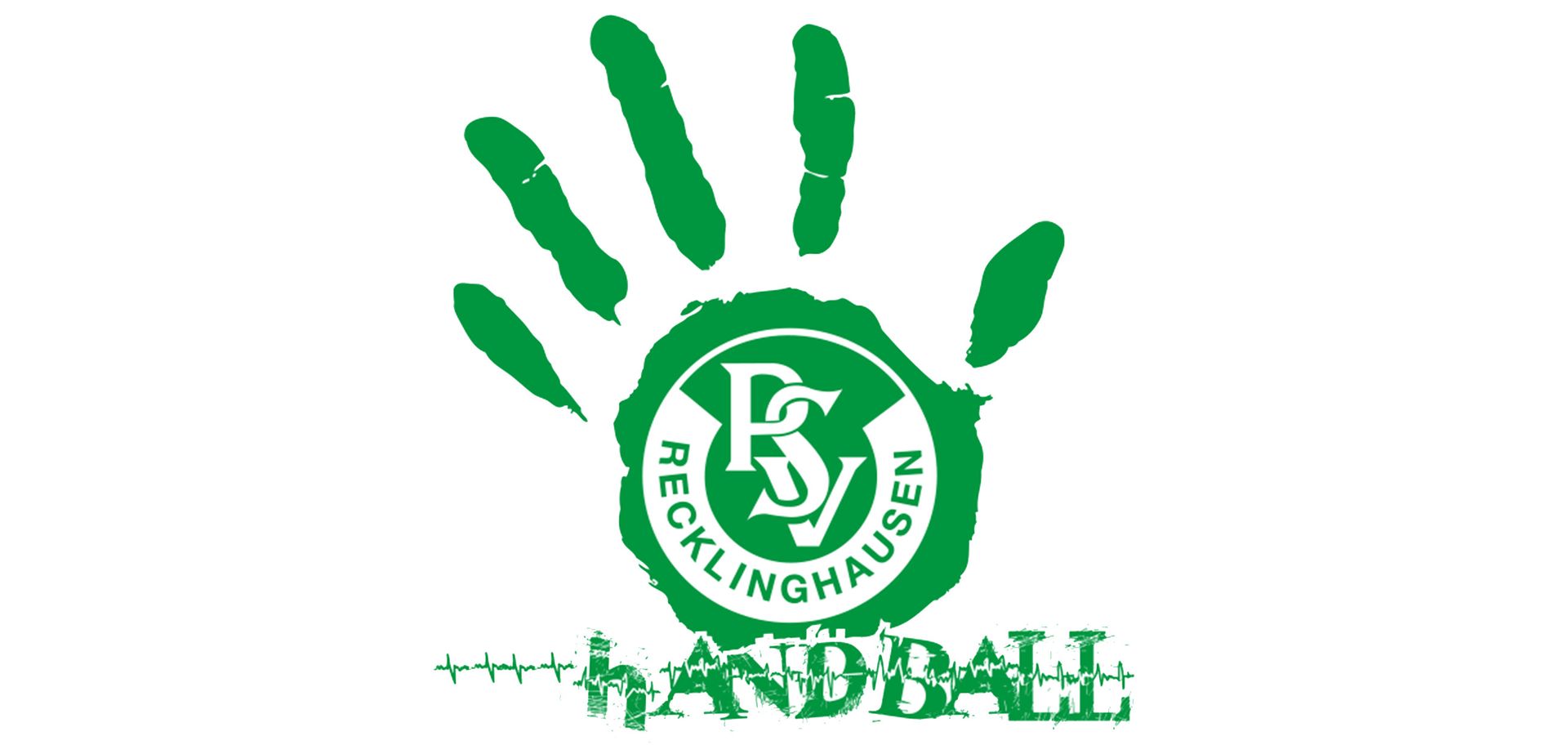 Ein grüner Handabdruck mit dem Wort Handball darunter