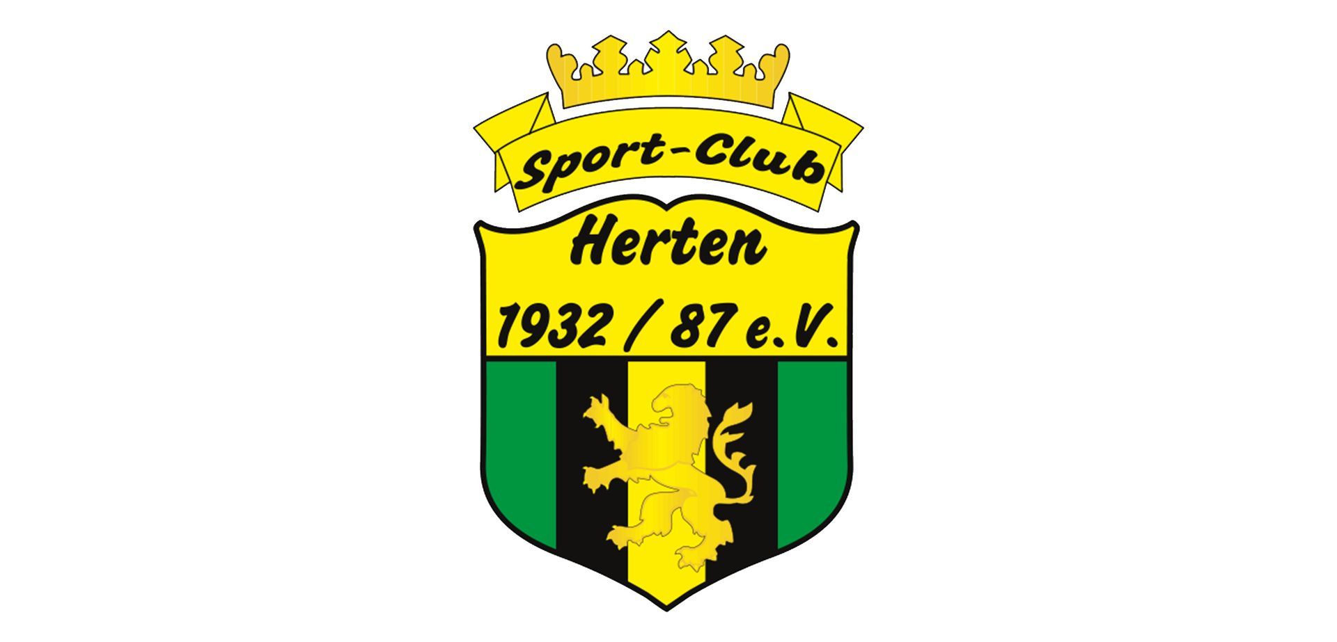 Ein Schild mit einem Löwen darauf, auf dem steht: Sportverein Herten 1932/87 ev