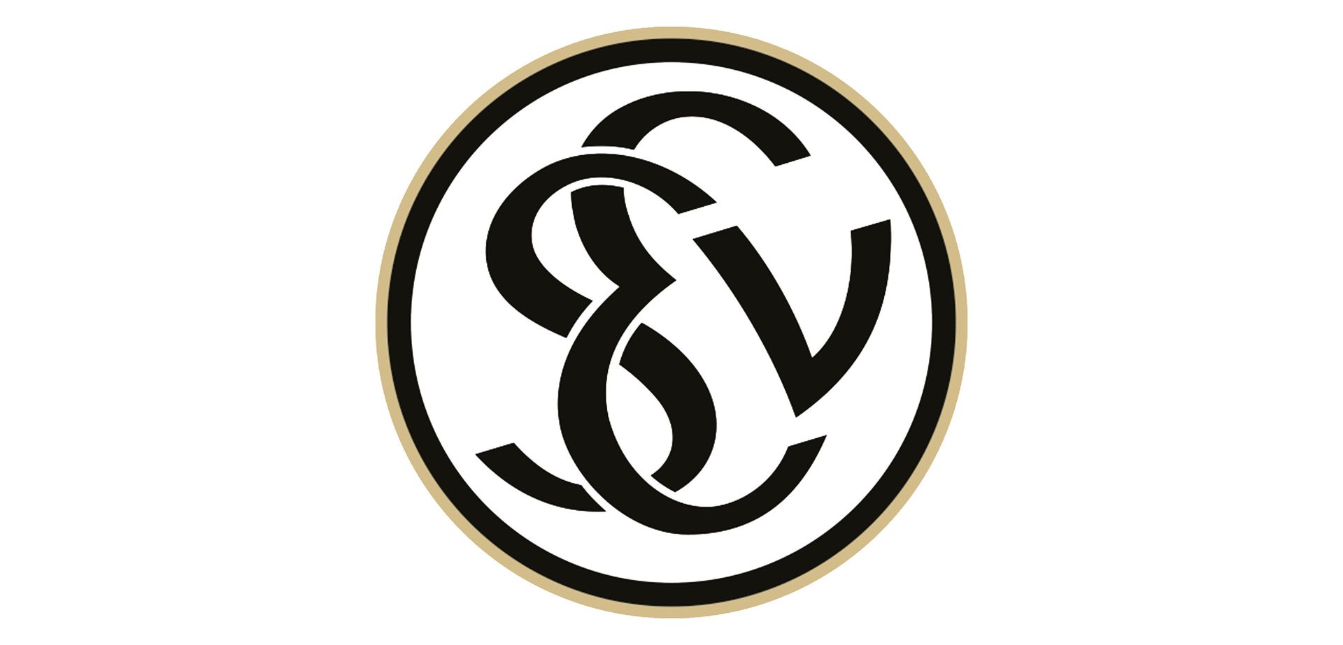 Ein schwarz-weißes Logo mit den Buchstaben S und V in einem Kreis.