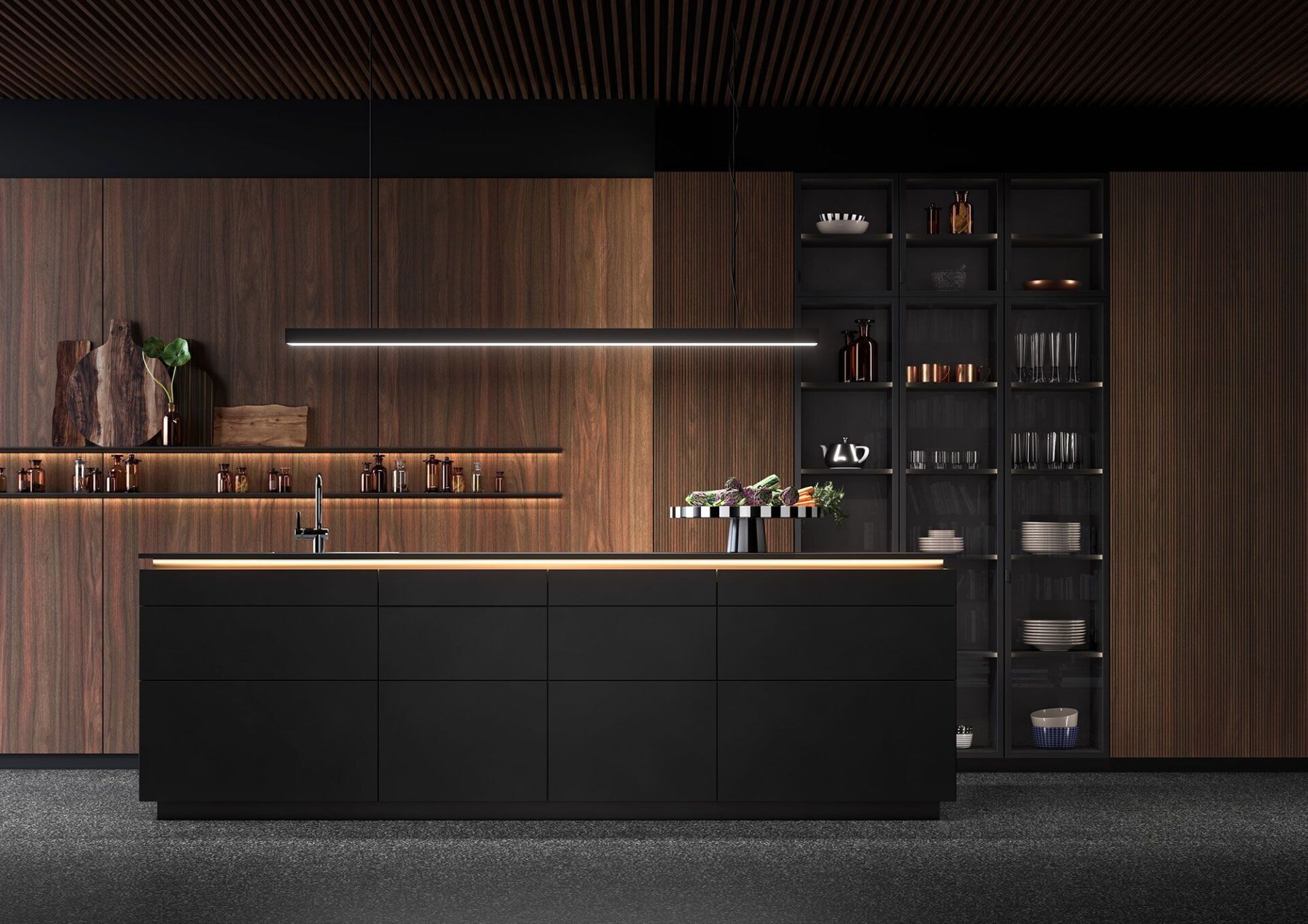 Leicht Küche dunkel Holz