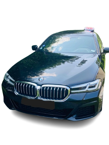 Une voiture de taxi noire.