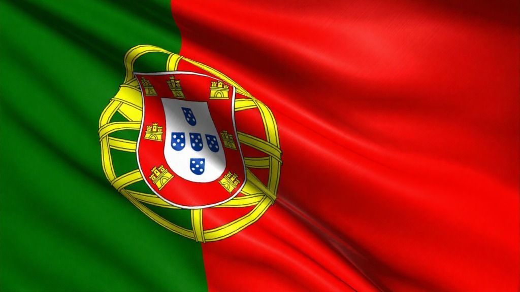A bandeira de portugal está a tremer ao vento.