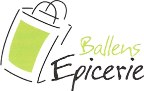 Un logo pour l'épicerie Ballens avec un sac de courses vert
