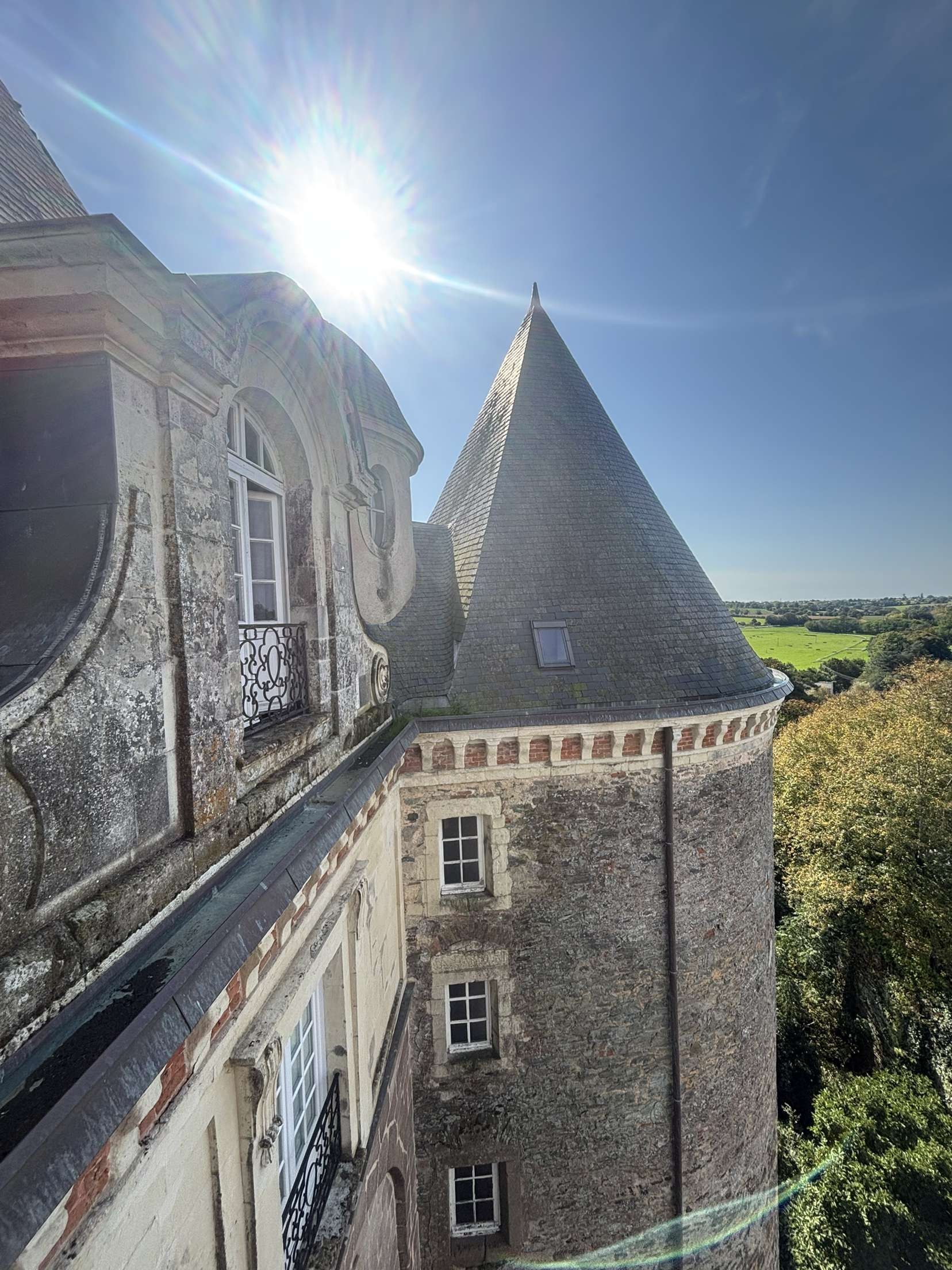 Travaux sur toiture d'un château