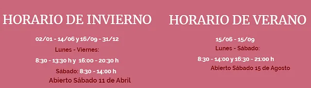 A pink sign that says horario de invierno and horario de verano