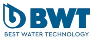 Logo BWT en bleu avec le slogan « MEILLEURE TECHNOLOGIE DE L'EAU »