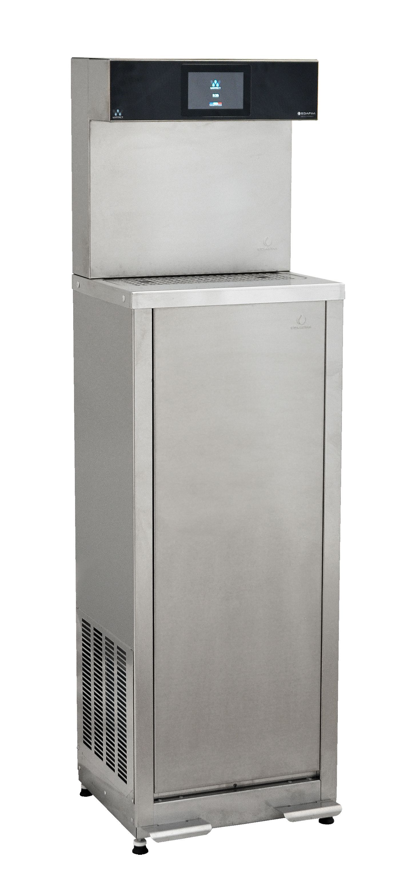 Distributeur d'eau en acier inoxydable avec trémie supérieure et panneau de porte avant