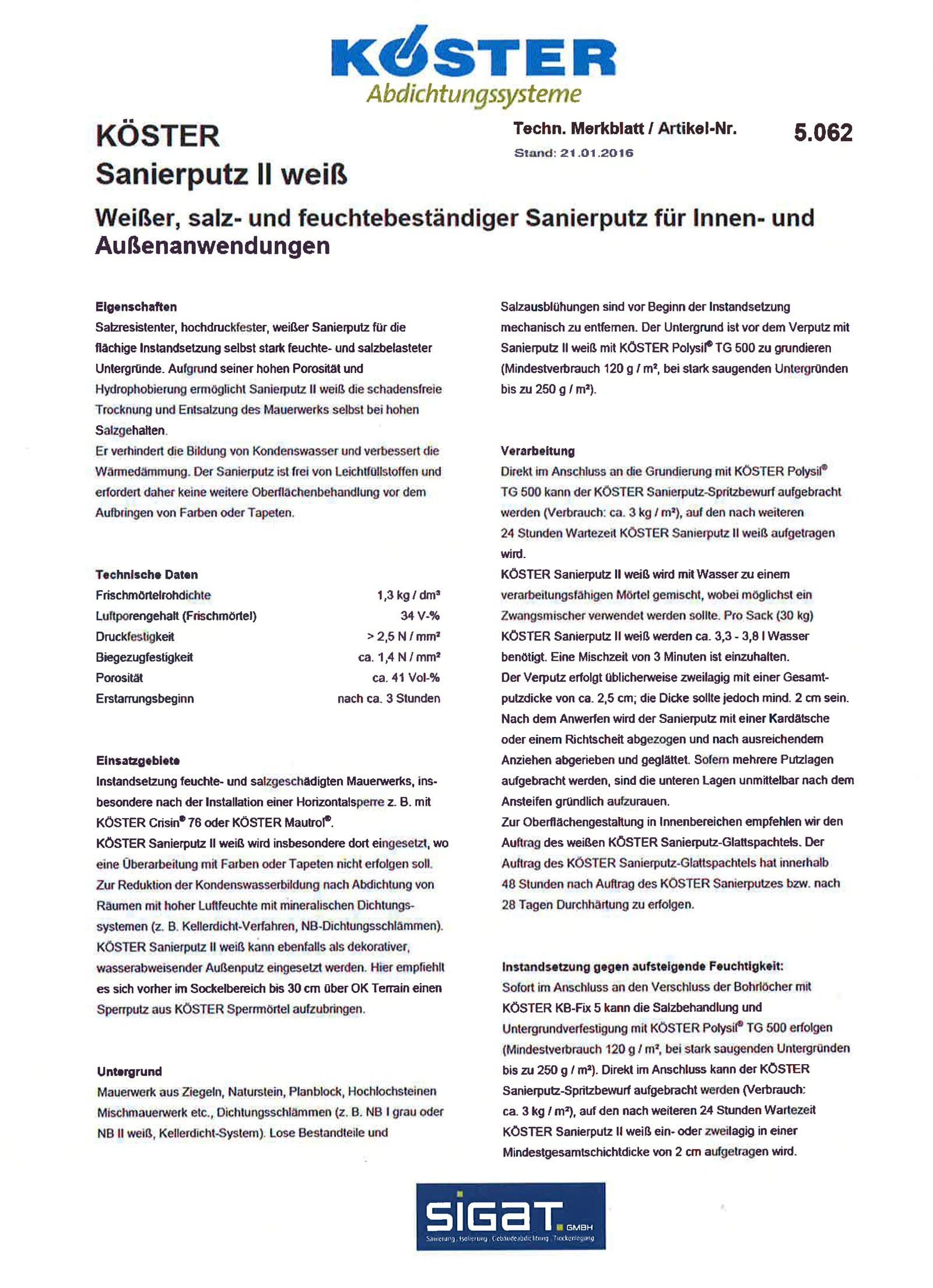 Anordnung der Flächenentfeuchtung mit Sanierputz