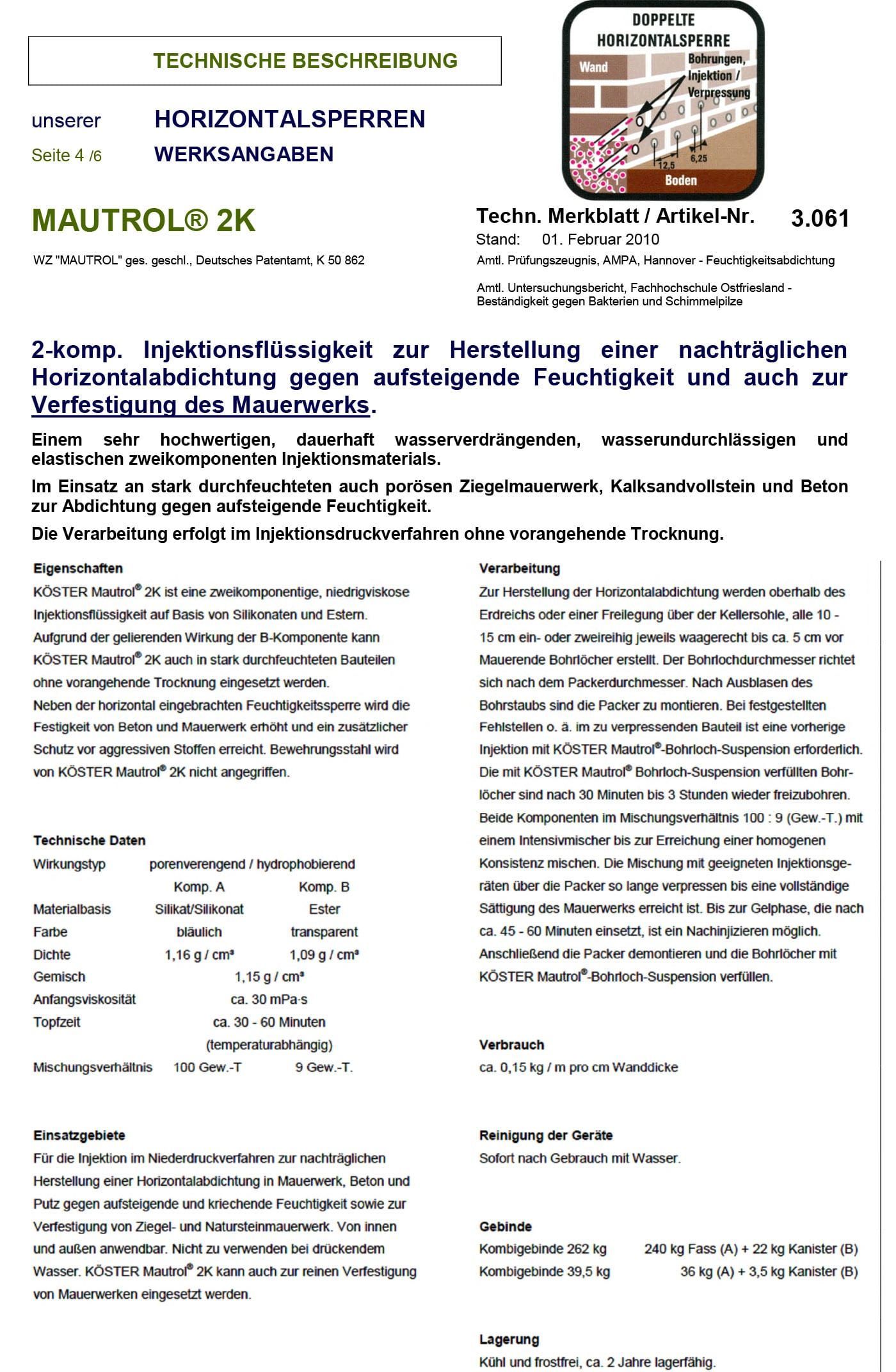 Anordnung der Horizontal-/ Vertikalsperren