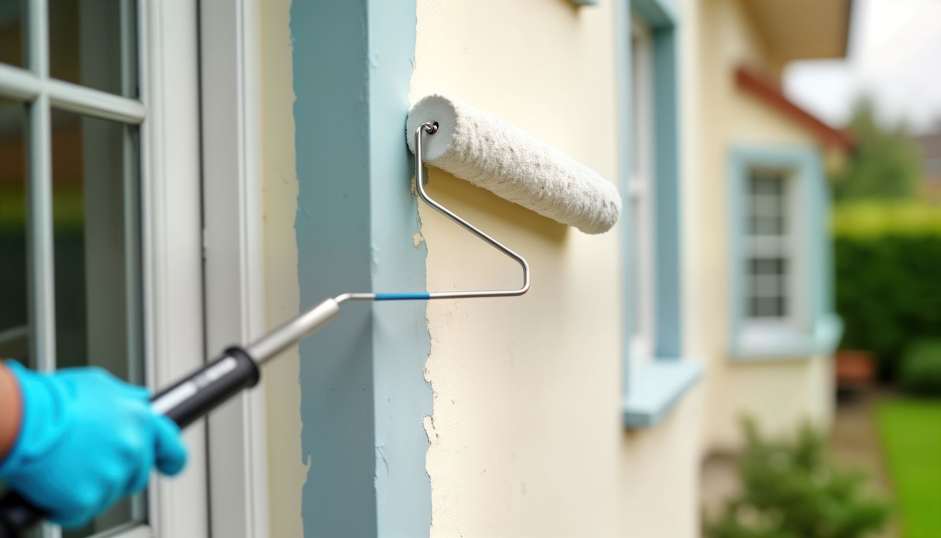 Pose peinture extérieure avec un rouleau