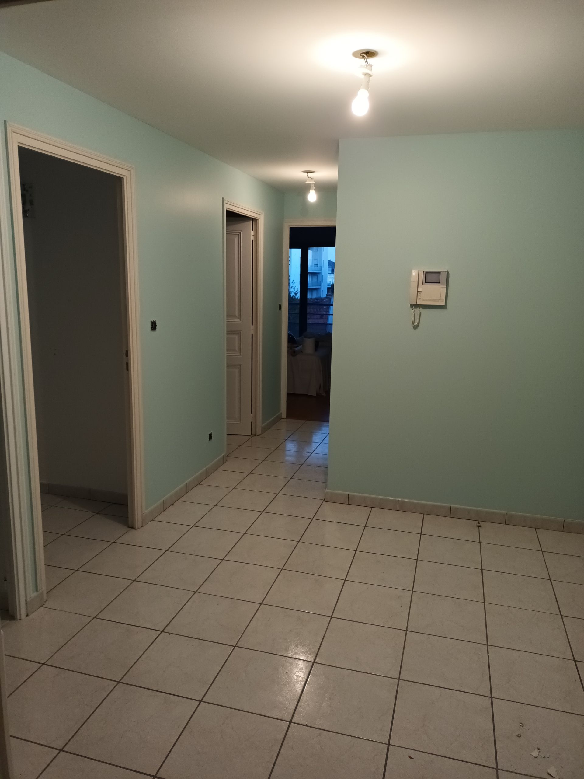 Peinture des murs d'une maison en vert pâle