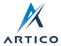 Un logotipo para artico con un triángulo azul y la palabra artico debajo.