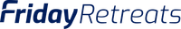 A blue and white logo for friday retreats