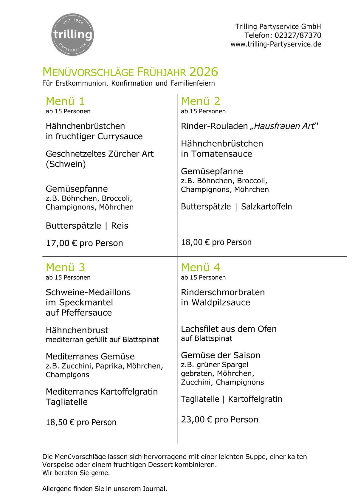 Menüvorschläge Weihnachten 2025