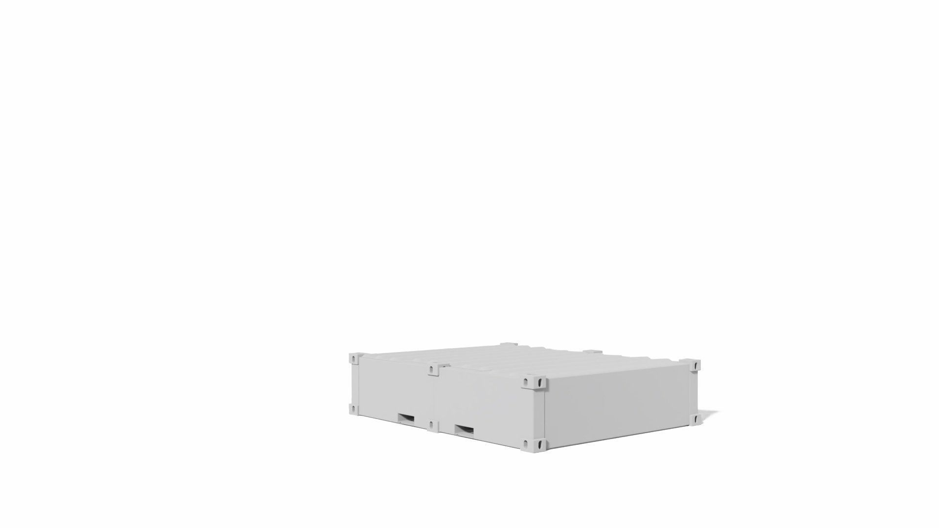 Flacher Sanitärcontainer für Dusch- und Waschbereiche in modularen Anlagen Flacher Sanitärcontainer für Dusch- und Waschbereiche in modularen Anlagen