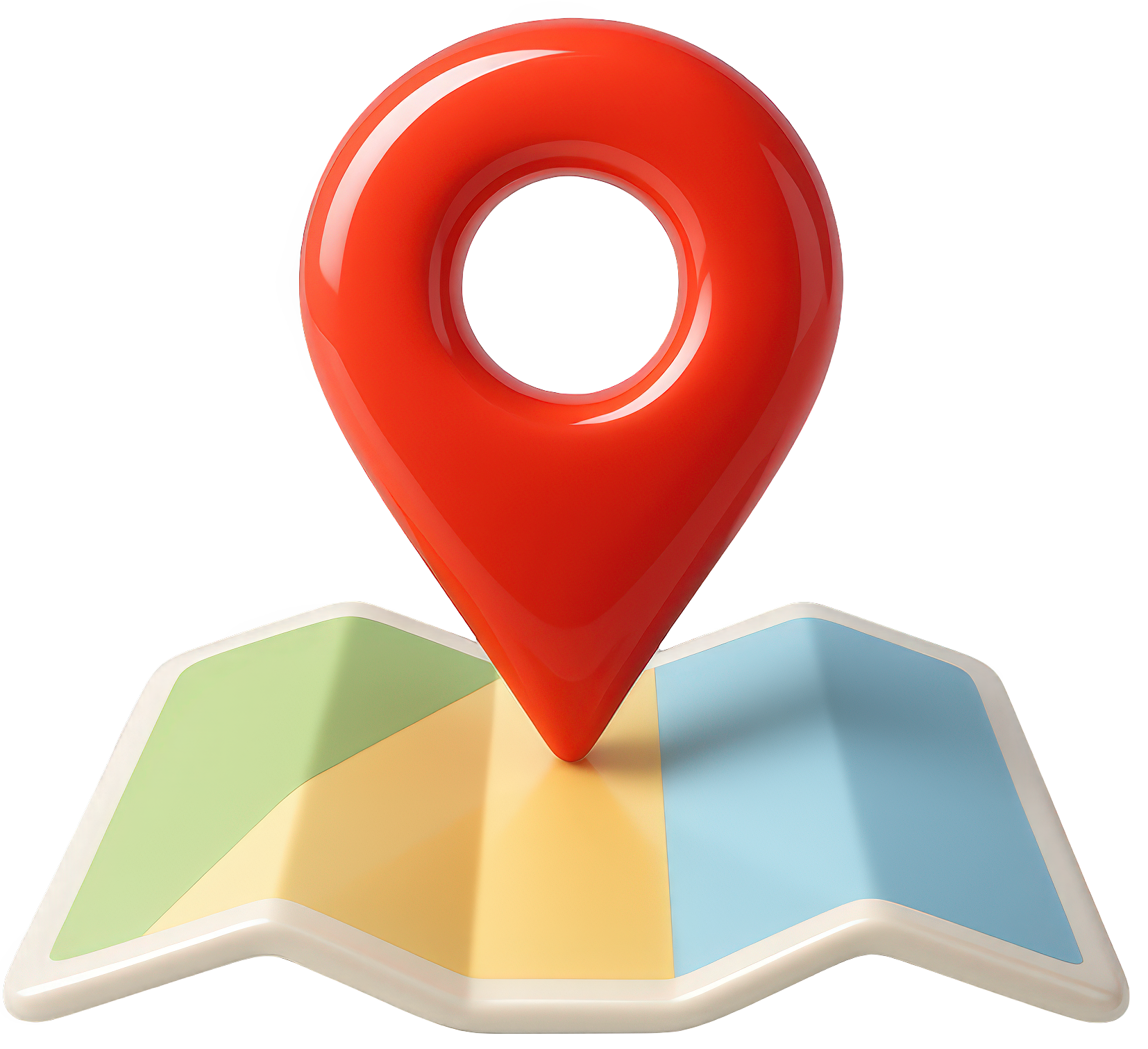 Marqueur rouge sur une carte colorée, indiquant une destination.