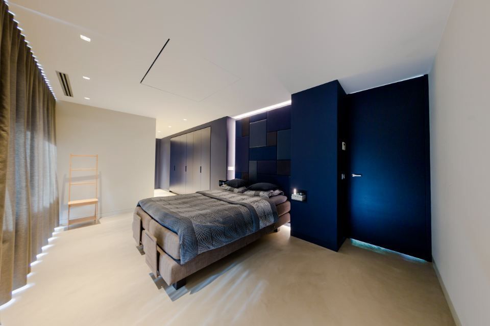 Betonstuck in einem Schlafraum