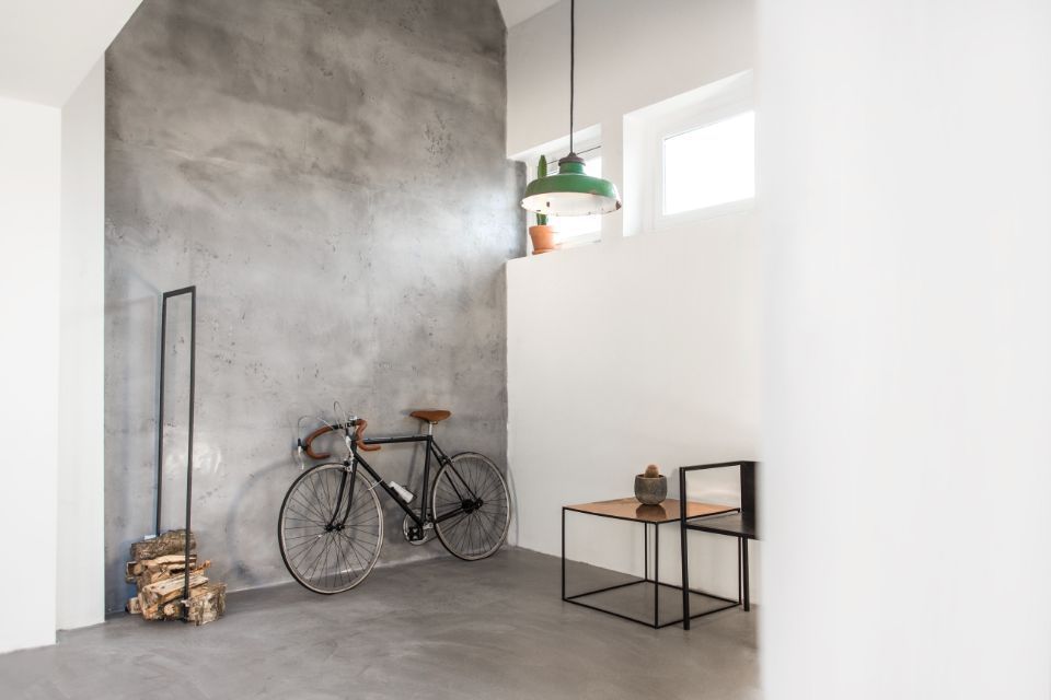 Wohnzimmer mit Sichtbeton Putz