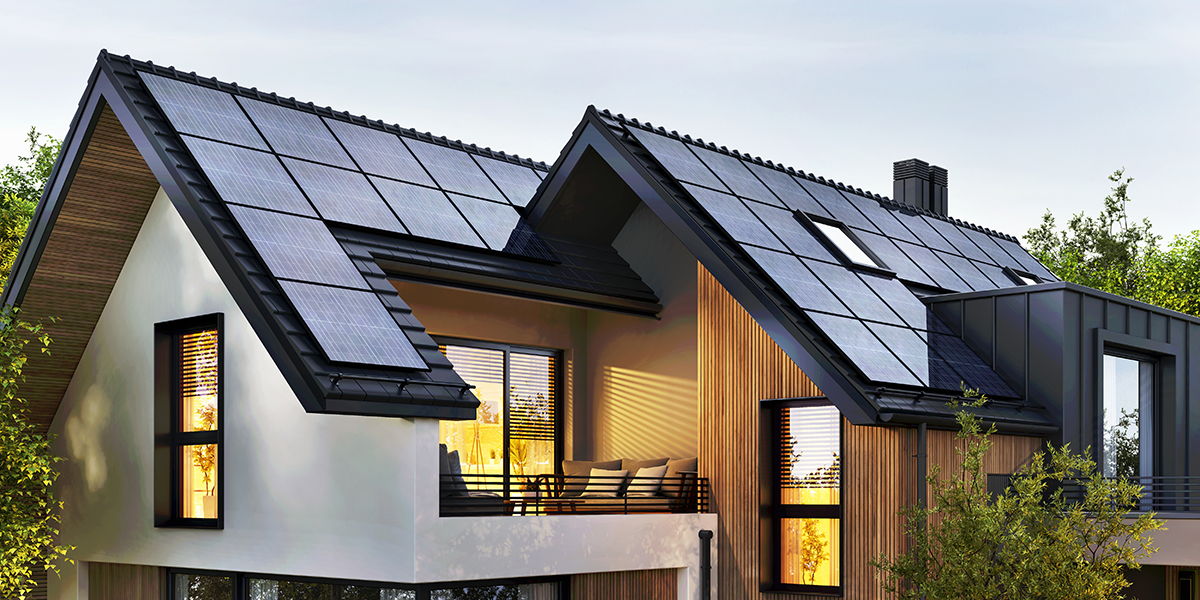 Une maison équipée de panneaux photovoltaïques