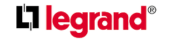 Un logo legrand rouge et noir sur fond blanc