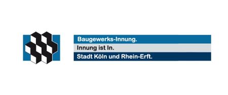 Ein blau-weißes Logo für ein Unternehmen namens Baugewerks-Innung