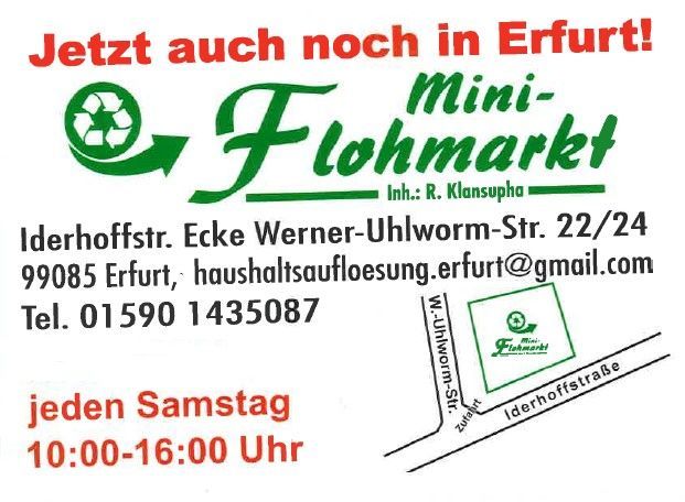 Mini-Flohmarkt, der samstags von 10 bis 16 Uhr in Erfurt geöffnet ist.