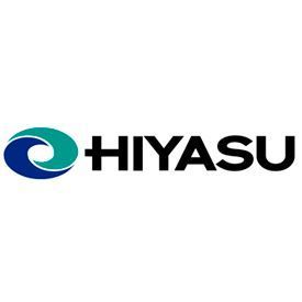 Logotipo de Hiyasu con un gráfico en espiral en azul y verde azulado junto al texto negro 