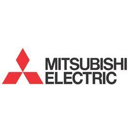 Logotipo de Mitsubishi Electric: símbolo rojo de tres diamantes junto al texto 