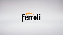 Logotipo de Ferroli sobre fondo blanco: texto negro con una línea curva naranja.