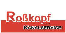 Logo für „Roßkopf Kanalservice“: roter Text auf rotem Rechteck mit weißer Umrandung. „Seit 1961“ gibt das Gründungsdatum an.