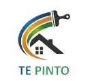 Logotipo: Un pincel se arquea sobre una casa, con rayas azules, verdes y naranjas. El texto debajo dice 