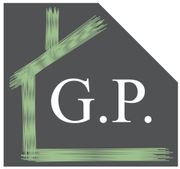 Logo gris avec contour de maison verte et lettres &laquo; GP &raquo; blanches &agrave; l'int&eacute;rieur