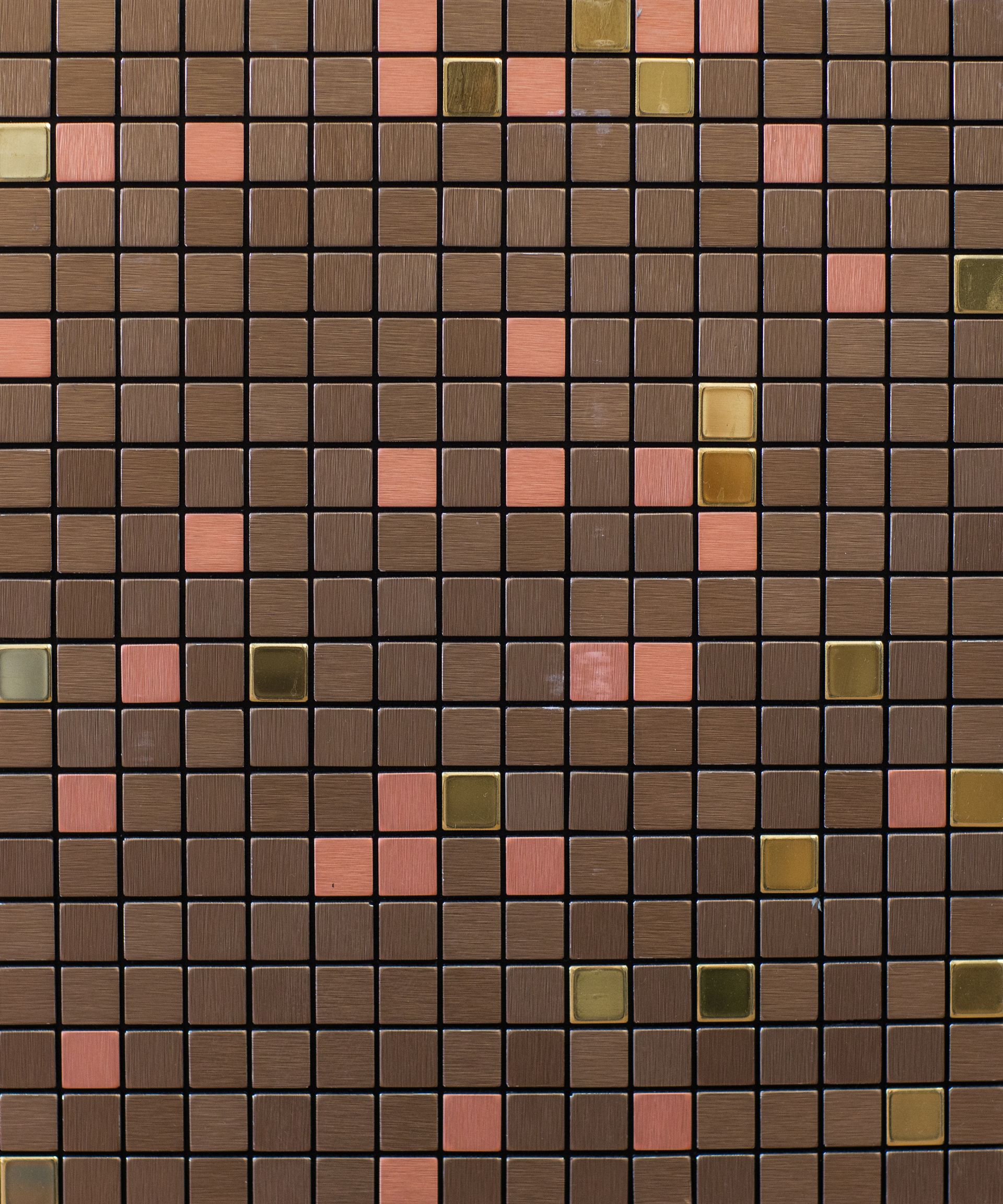 Mosaïque de couleur orange brun ocre foncé et rose