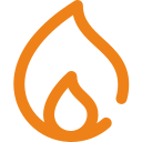 Icône de flamme orange.