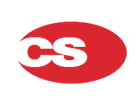 Logo ovale rouge avec les initiales blanches « CS ».