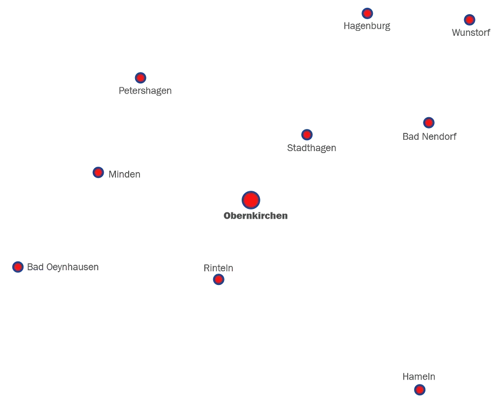 Eine Karte mit vielen roten Punkten darauf
