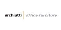 Logo d'Archiuutti Office Furniture avec texte gris et fine ligne verticale jaune.