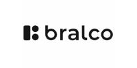 Logo en noir et blanc : texte « bralco » avec une forme carrée et un point alignés à gauche.