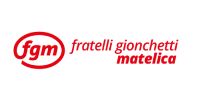 Logo de « fgm fratelli gionchetti matelica » en rouge et blanc. « fgm » est inscrit dans un ovale.