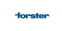 Logo Forster en bleu sur fond blanc.
