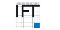 Logo avec « IFT » en lettres noires grasses au-dessus d'une grille ; un carré bleu figure en bas à droite. « DESIGN » est faiblement visible au-dessus.
