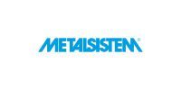 Logo pour Metalsistem, texte bleu sur fond blanc.