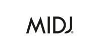 Logo MIDJ. avec un « M » stylisé et le symbole d'une marque déposée.