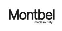 Logo Montbel : Texte noir sur fond blanc. « Montbel » au-dessus de « made in Italy ».