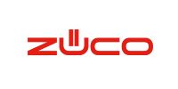 Logo rouge « NUCO » sur fond blanc.