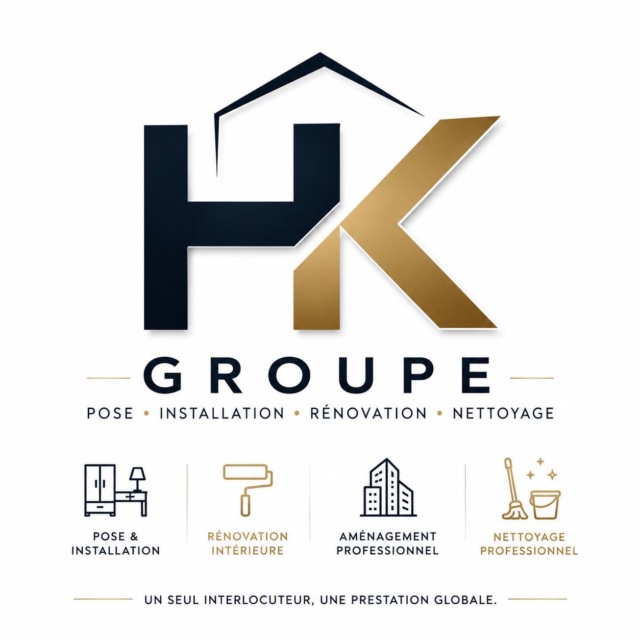 Logo HK pose et installation de mobilier, r&eacute;novation, services